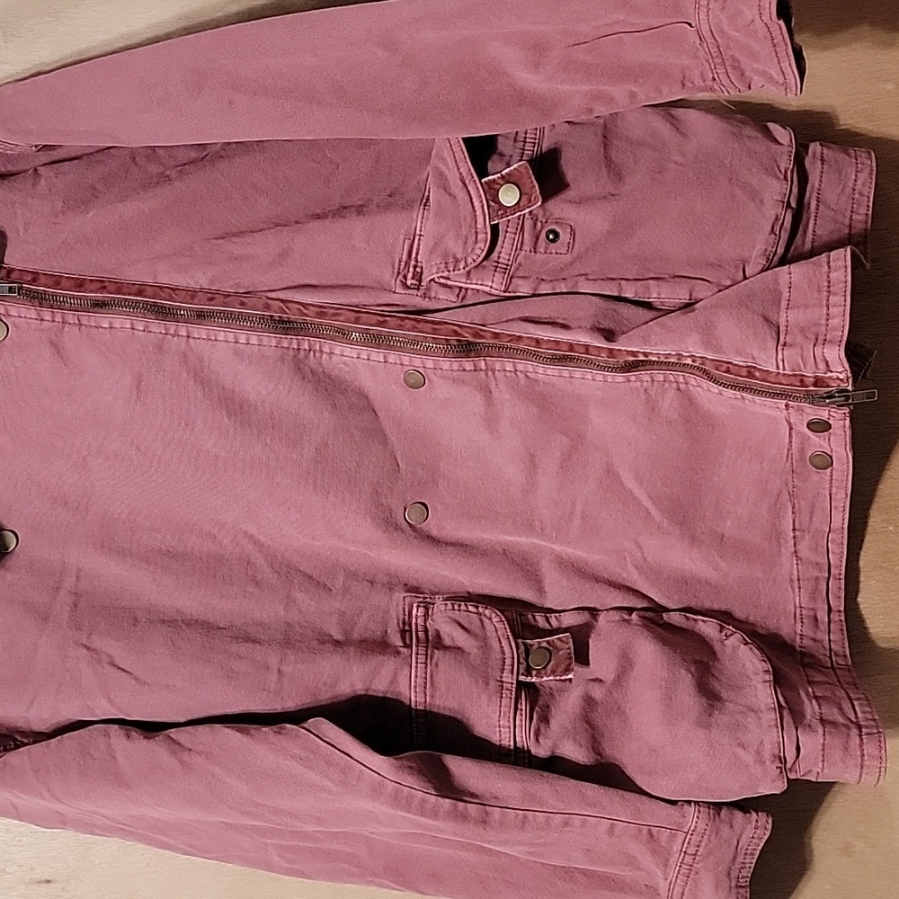 New Anthropologie Letty Relaxed Moto Parka Utility Jacket Mauve Velvet Ribbon - Picture 5 of 13